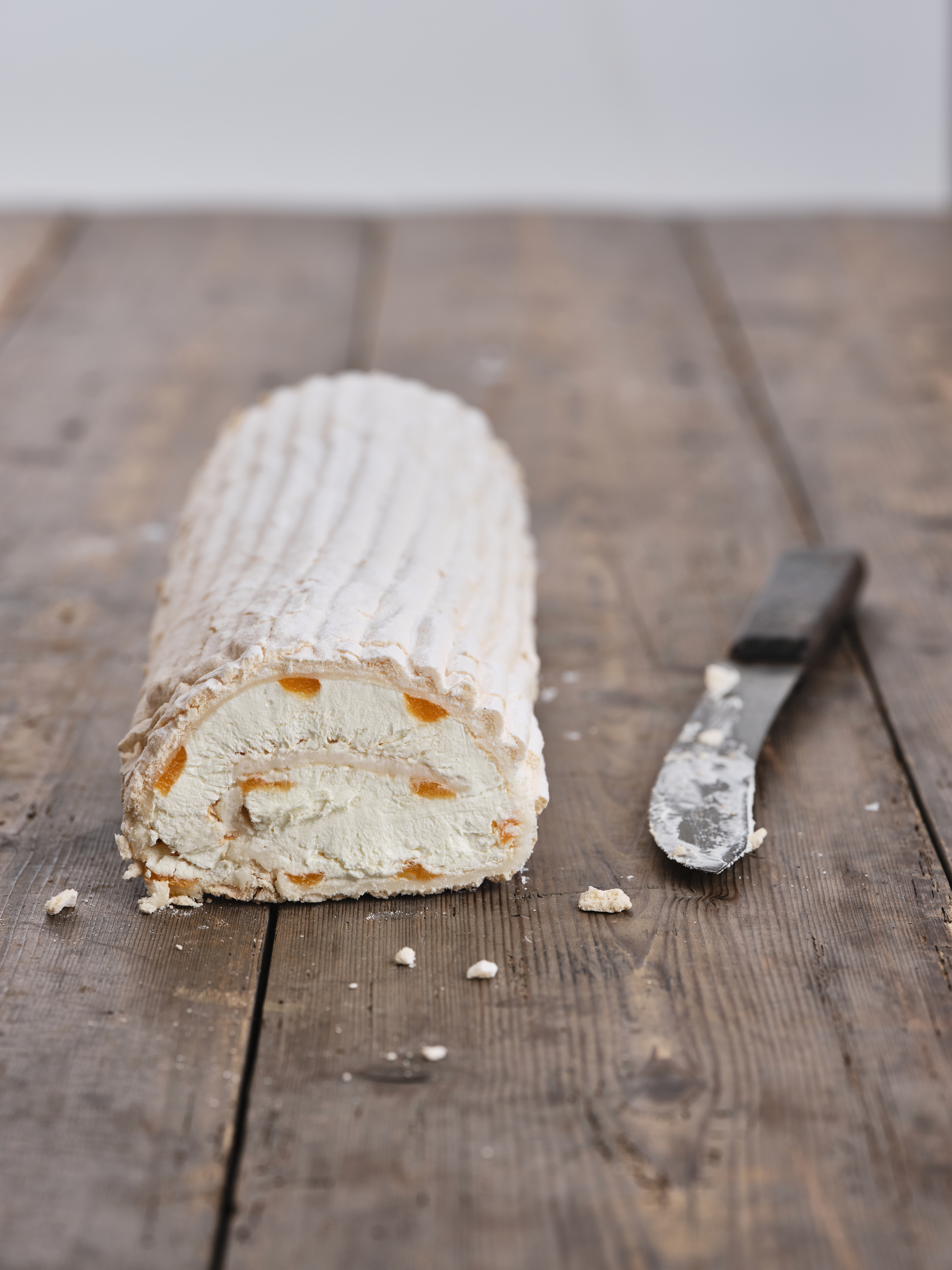 Gluten Free Bucks Fizz Meringue Roulade