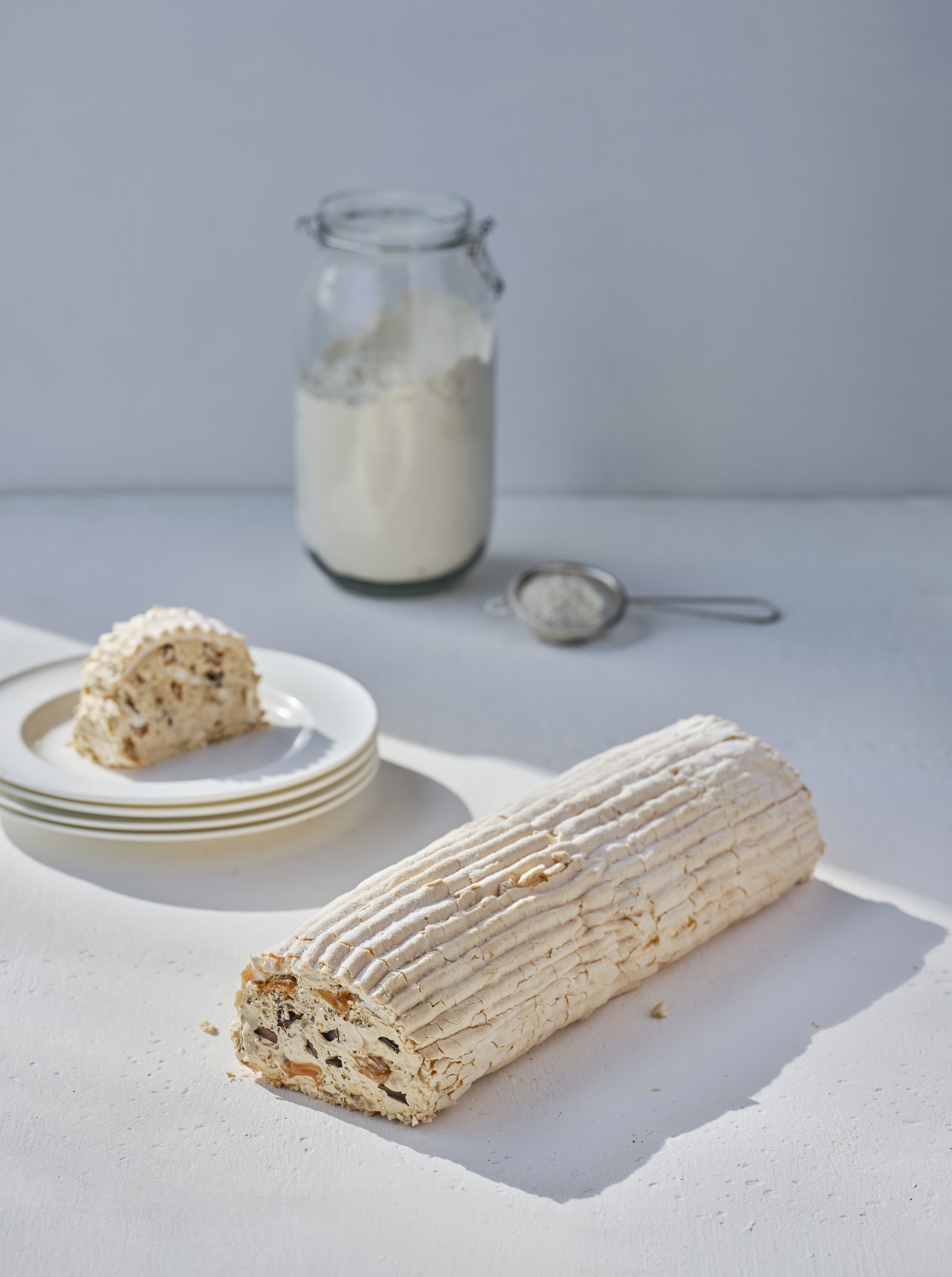 Gluten Free Salted Caramel & Cappuccino Meringue Roulade