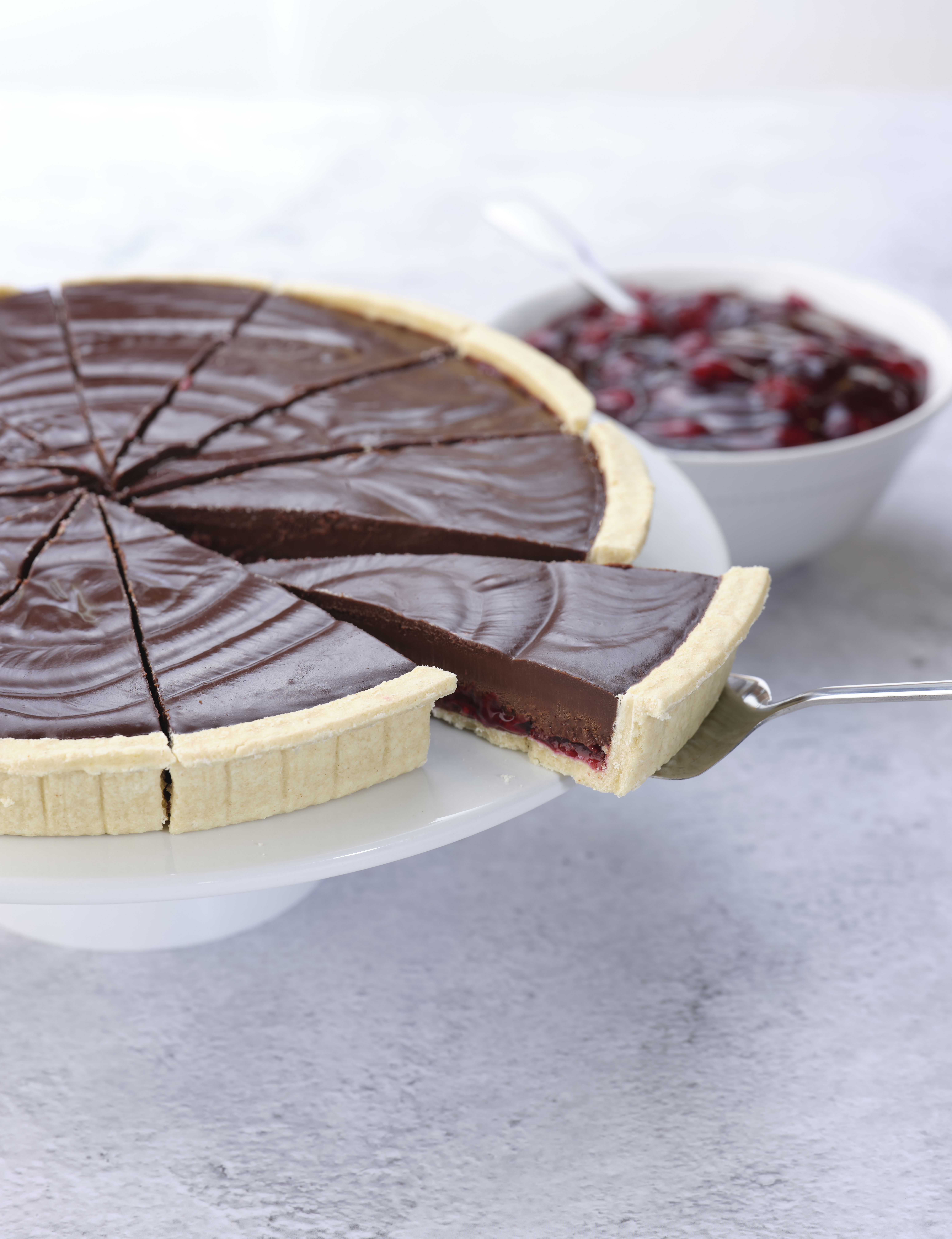 Gluten Free & Vegan Belgian Chocolate & Cherry Tart