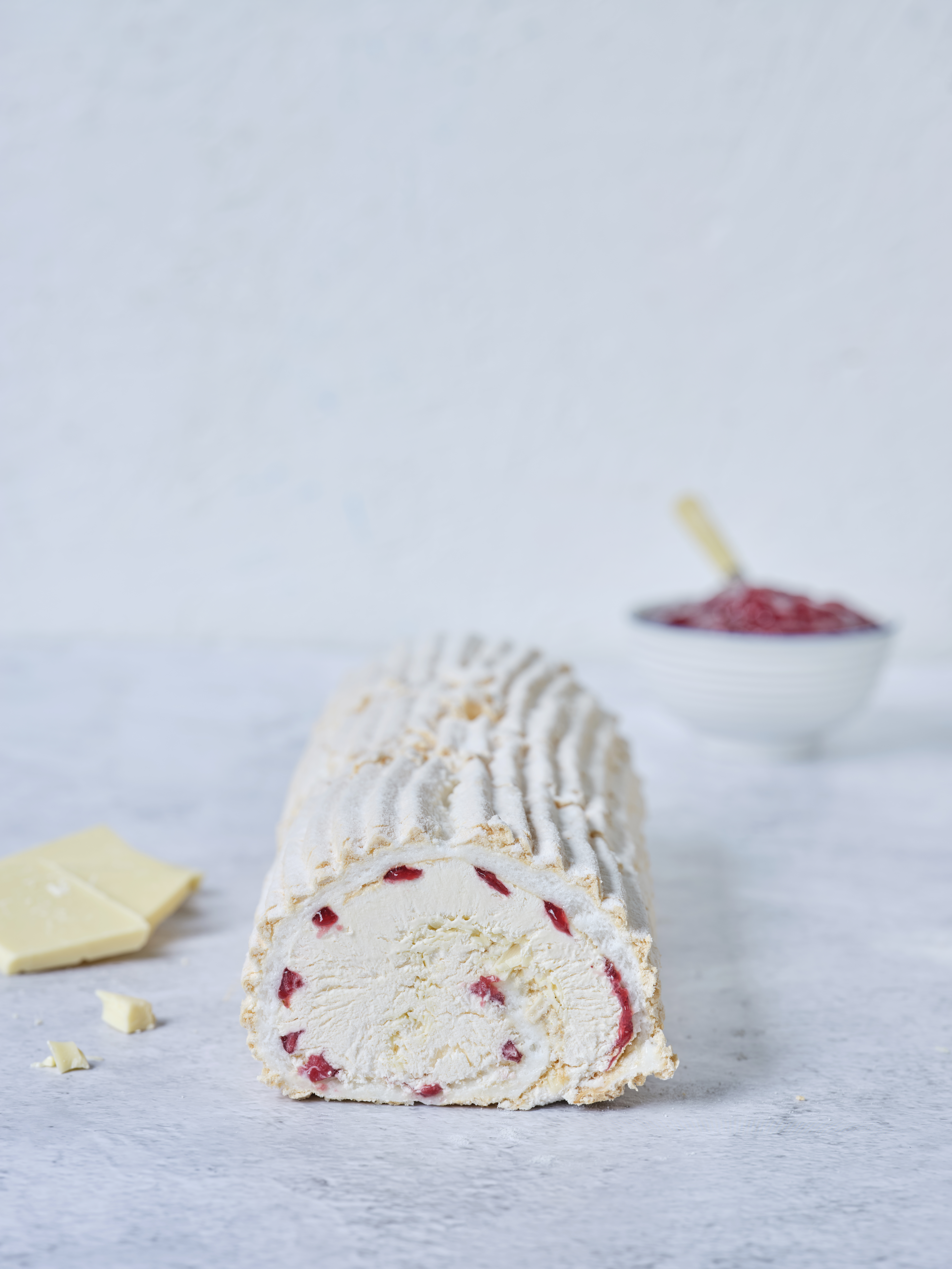 Gluten Free Raspberry & White Chocolate Meringue Roulade