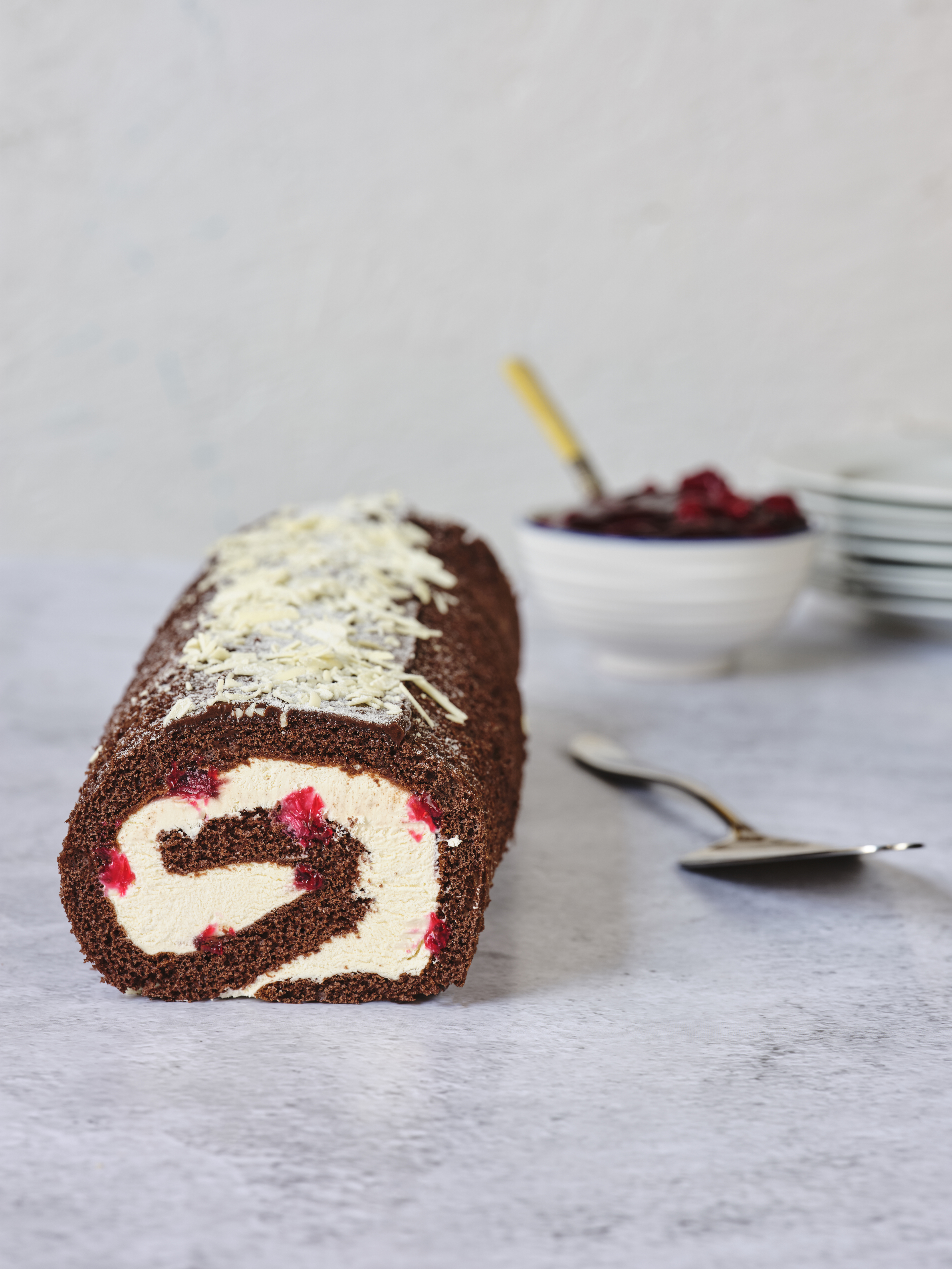 Rum & Dark Cherry Sponge Roulade